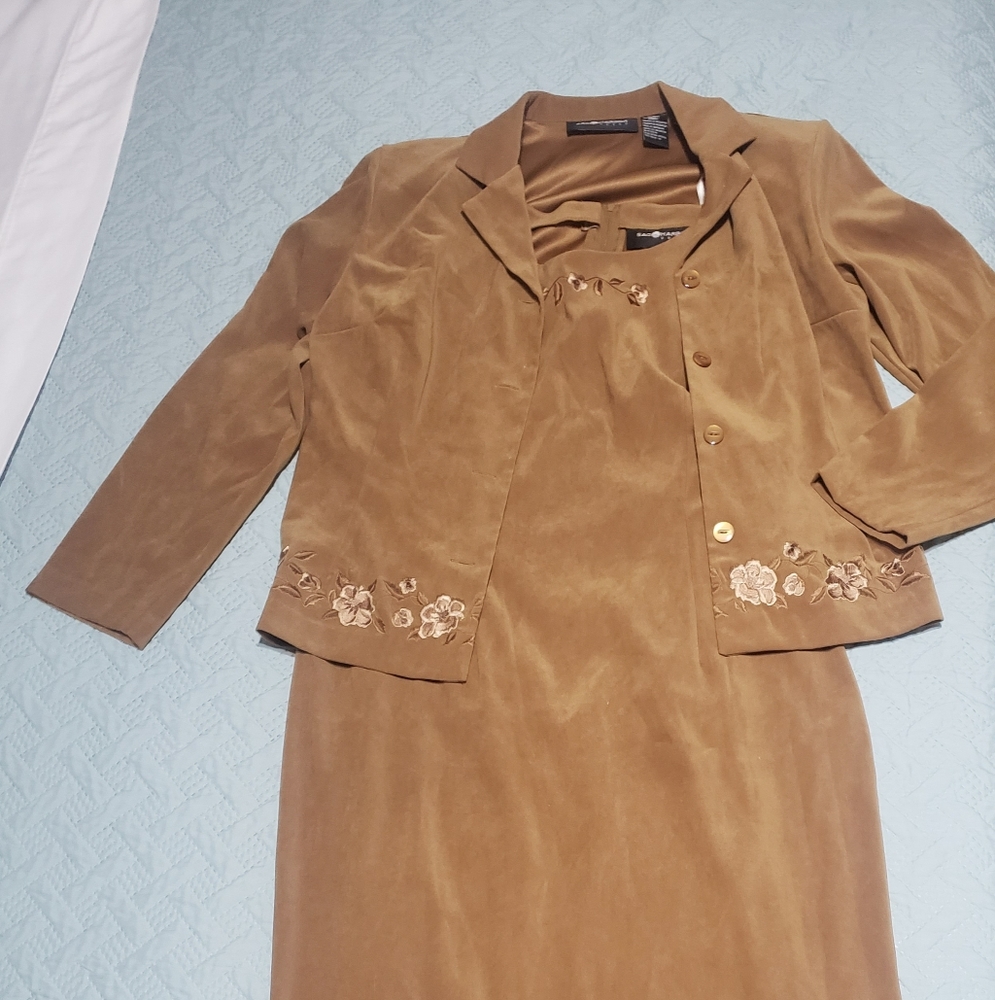 Sag Harbor 2pc Dress and Blazer, Camel Colored, Size 16